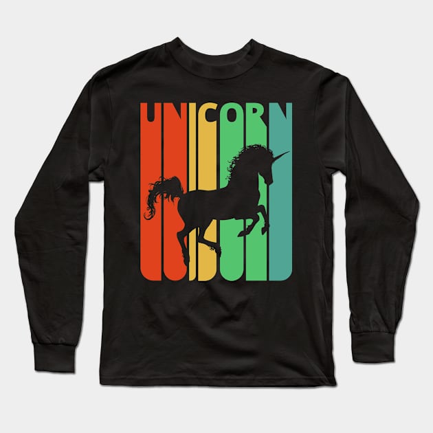 Unicorn silhouette. Retro design. Long Sleeve T-Shirt by MadebyTigger